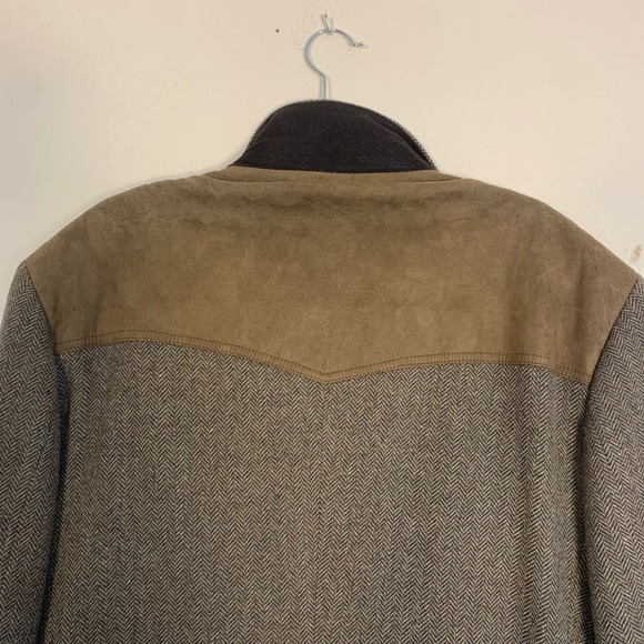 Vintage Pendleton Wool Tweed Blazer Jacket Men's Size 50 Long Suede Patches